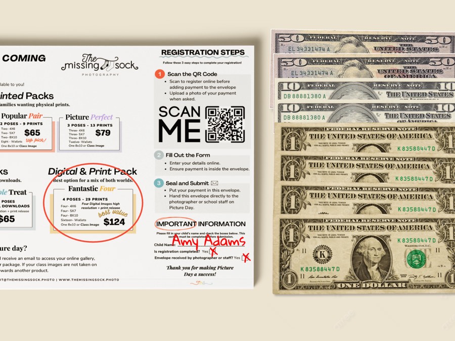 Example of a correct payment photo